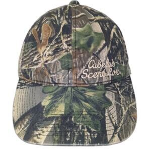 Cabela's Baseball Cap Green Brown Camo Scent-Lok Snapback Hat OS Embroidered